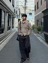 Node raw fabric curve denim pants