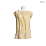 (2color) Smocked Puff Cap Flare Blouse
