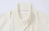 Flower brooch striped long-sleeved knit shirt
