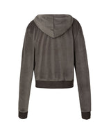 VELOUR LETTERING HOOD ZIP-UP_BR