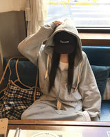 [Bellied made/Overfit] モーブニングカラーブロッキング2ウェイフード付きジップアップ