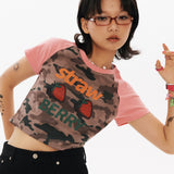 ストロベリーラグランクロップtシャツ