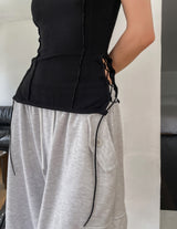 Bloss Pintuck Cargo Sweat Bermuda Pants