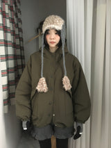 マットスナップフーディドパッディドジャケット (2 Colors)
