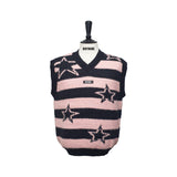 Black&Pink Stripe Star Knit Vest