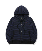 26SS★ キャットストライプフードニットジップアップ