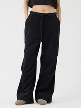 Chin Non-Obi Low-Rise Pants, Black