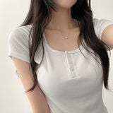 Deemo span button short sleeve tee
