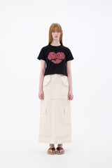 DOUBLE CUT CAGO SKIRT / IVORY