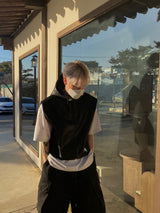 Make Cropped Hooded Leather Vest 2C