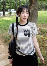 WE LOVE IT ストライプTシャツ_ブラック