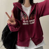 95 Lettering Two Way Hooded Zip-Up