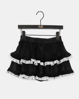 Pobo suede velvet lace cancan mini skirt
