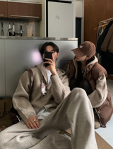 【セットアップ】Logane Maison ニットフーディー ジップアップ ワイドパンツ セット