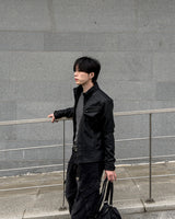 Kale Panel High-Neck Leather Jacket