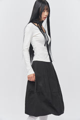 Logo Muffler V-neck Top White