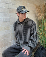 マロンフードニットジップアップ(Dark Gray)