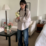 Berui Oversized Fit Boxy Fit Knitted Checkered Shirt Shirt [MANDARINETREE ONLY]