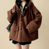 Heel double wool royal boxy pocket hooded coat 