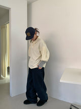 Hibom Washing Wide Balloon Denim Pants