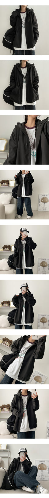 Ultimate Goff Embroidery String High-Neck Windbreaker Hooded Jumper