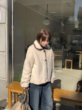 Bigget Collar Wool Mustang Fur Jacket