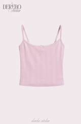 ピンク クリーム ラウンジ カーディガン トップ セット (sleeveless)