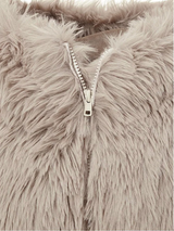 COMELY soft fur crop hoodie jacket [beige]