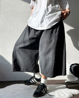 ASH🩶🩵 SIDE PINTUCK BALLOON DENIM BERMUDA 🩶🖤3COLOR 2SIZE