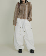 Gamants coloring gradation fringe long-sleeve cropped wool knitwear