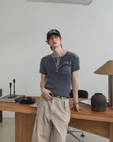 Brock Pigment Henley Neck Pocket Short Sleeve T-shirt