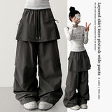 Log banding layered pocket skirt pants