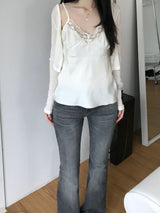 Satin Lace Sleeveless Top (2 colors)