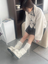 Ribbon fleece boots