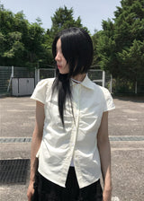 パフスリーブシャーリングブラウス