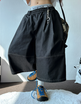 VIVID STITCH BALLOON DENIM BERMUDA 💙🖤🩵2COLOR