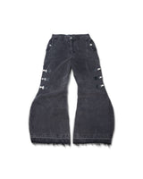 MULTI BUCKLE WASHED GREY DENIM PANTS