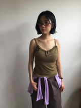 オッティ フリル ボタン ノースリーブ トップ (3color)
