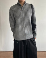 ドットリベットリブニットジップアップ