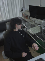 ASCLO モックネックショルダーボタンニット (4color)