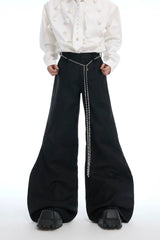 Deconstructed Flare Pants with Chain