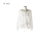 Ash Lace Waist Ribbon Strap Blouse