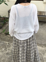 Obdic U-neck See-through Linen Long Sleeve (5c)