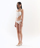 Ribbon Halter Cone Tube Top Bikini Bra (White)