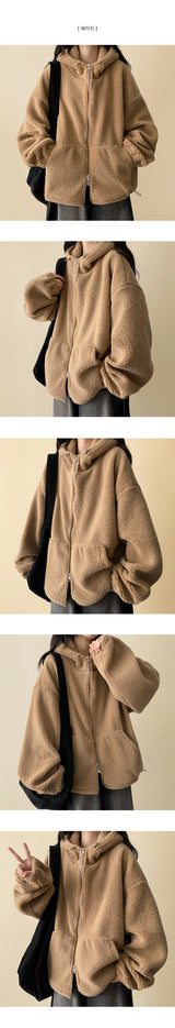 Lanit Boxy Popgle Fleece Hoodie Zip-Up