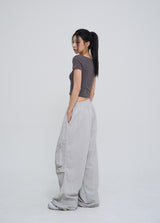 Front pocket balloon nylon pants