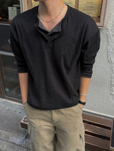 Thorpe layered long-sleeve henley neck