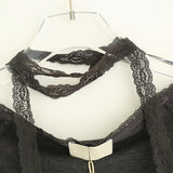Lace Button Shirring Strap T-Shirt 231330508