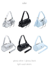 2WAY BELTED STRAP BARREL BAG SMALL_LIGHT WASH DENIM