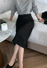 Lavin H-line Slit Long Skirt / 4 colors